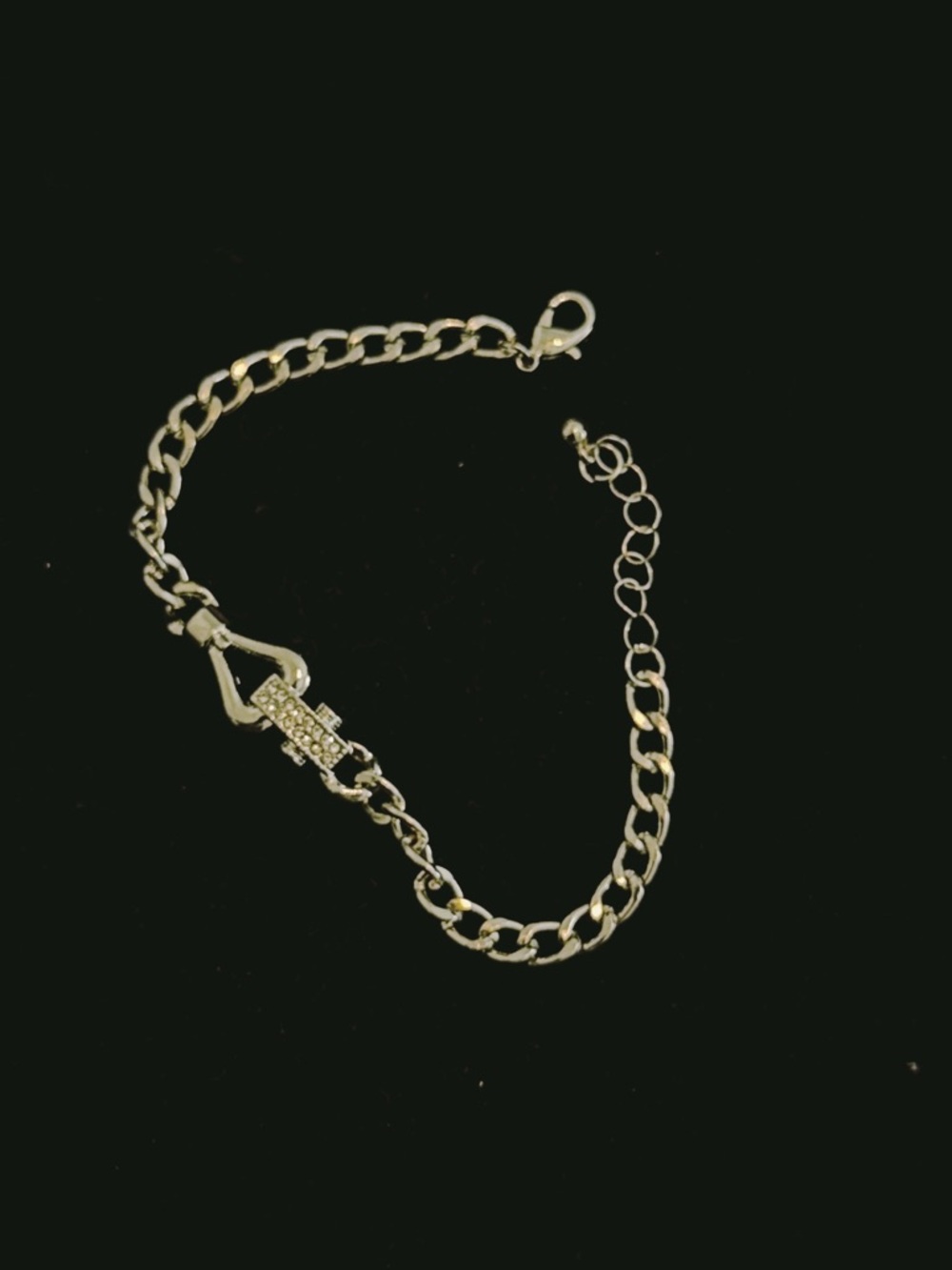 Elegant silver Tone Chain Bracelet with Crystal Accent